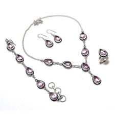 Set di gioielli etnici fatti a mano in argento 925 con pietre preziose in kun...