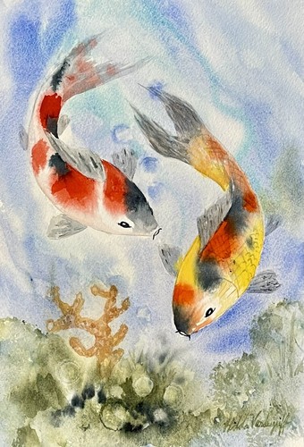 Koi fish dipinto originale - koi,