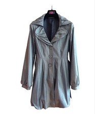 Trench capispalla grigio argento taglia S donna made in Italy