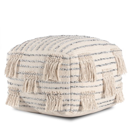 Cube striped woven pouf - cube,