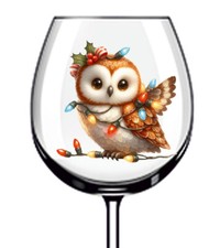 12x Adesivo Vinile Gufo Natale