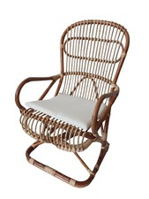 Poltrona Vimini in Rattan naturale con cuscino Molleggiata cm 58X75X106 H