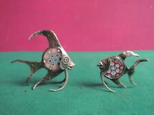 L68*-COPPIA  DI  PESCI ARGENTO 800 - VETRO  MURRINA  GLASS VENEZIA ACQUARIO FISH