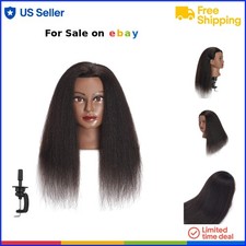 Manichino Testa Capelli Umani 16 Pollici Afro Styling Pratica Cosmetologia