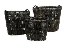 Cestini di Vimini 3er-Set Ovale Braun / Nero Conservazione Cesto Decorativo