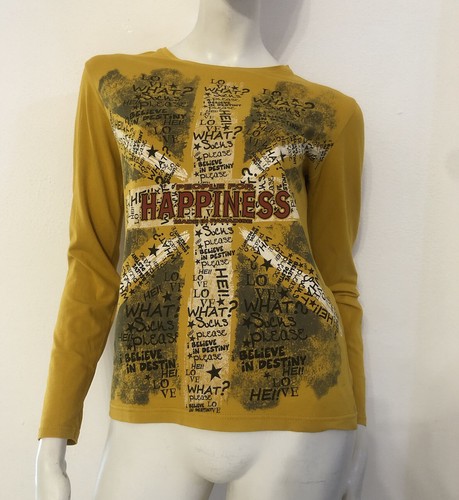 Happiness maglia senape stampa - maglia,