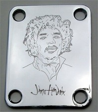 PIASTRA COLLO CHITARRA - incisa - JIMI HENDRIX - adatta a Fender Strat - CROMO