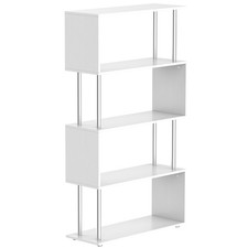 HOMCOM Libreria Design Moderna 4 Ripiani in Legno e Ferro 80×30×145cm Bianco