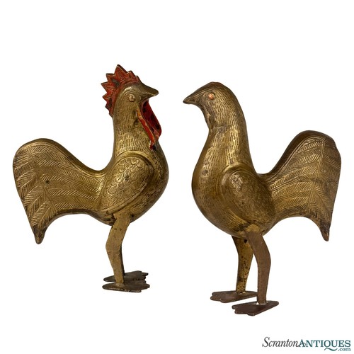 Scultura pollo gallo ottone - scultura,