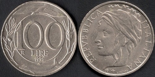 Italia 100 lire 1996 - italia, lire,