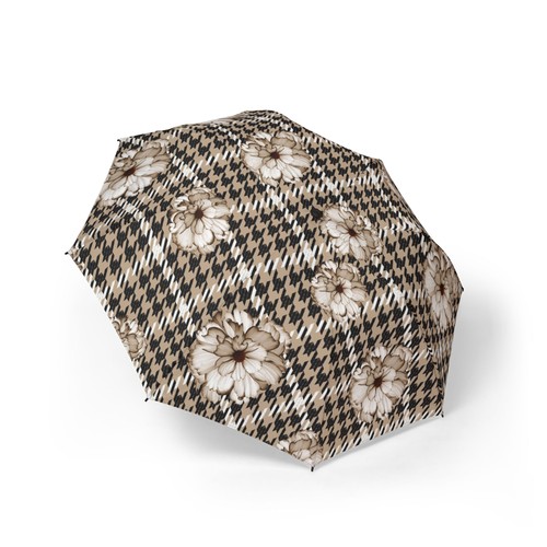 Neutral houndstooth floral - houndstooth,