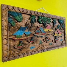 Paesaggio orientale stile esotico quadro etnico in rilievo