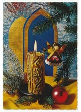 1972 addobbi natalizi candela intarsiata angelo foto cartolina auguri Natale