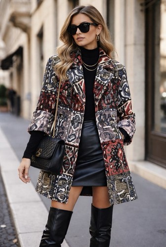 Zara cappotto stampa jacquard - zara,
