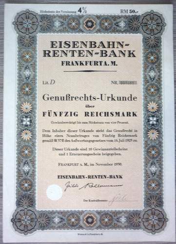 Azione ferrovia rentenbank - azione,,