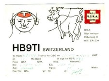 1959 QSL Uster Svizzera HB9TI Antenna mucca svizzera
