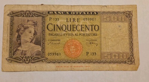 Banca italia 500 lire - banca,