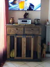 Credenza Porta TV + Cuccia cani INDUSTRIAL legno massello 120x70xh120 SU MISURA