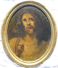 Cesare TALLONE (Savona 1853 – Milano 1919) Cristo Olio su tela ovale cm 73x56