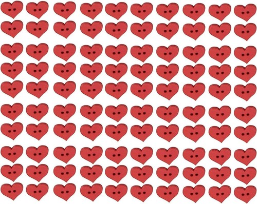 100 bottoni forma cuore - 100, a