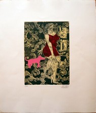 Giovanni MARANGHI acquaforte colorata a mano "Saltalacorda" 60x50 firmata pa