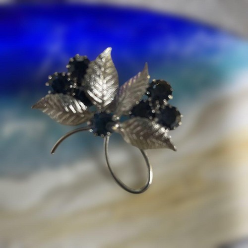 Spilla bijou blu motivo - , foglia