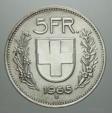 SVIZZERA 5 FRANCHI 1965 IN ARGENTO 835