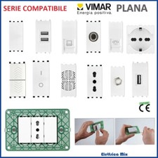 Vimar Plana Compatibile Bianca Presa Shuko Tv Usb Interruttore Rj45 Supporto 