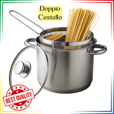 Pentola con scolapasta cuocipasta spaghettiera doppio cestello per pasta acciaio