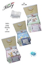 Completo lenzuola in calda flanella per culla/lettino made in Italy BIANCALUNA 
