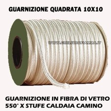 GUARNIZIONE QUADRATA ALTA TEMPERATURA 10X10mm SPORTELLO STUFA A PELLET CAMINO