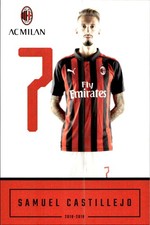 cartolina postcard Calcio Milan 2018/19 - Samuel Castillejo