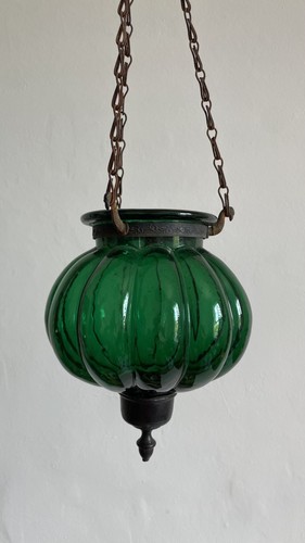 Green glass blown - blown, lattern