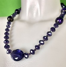 ? COLLANA VINTAGE BIJOUX PIETRE FINTE RESINA VIOLA BRILLANTE