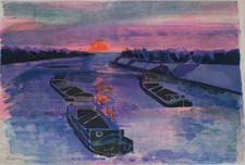 Camille HILAIRE: Omaggio A Monet, Sole Levante - Litografia Originale Firmata
