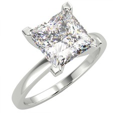 Anello di Fidanzamento 1,31 Ct Principessa VS1/D Solitario Diamante Oro Bianco 14K