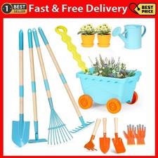 Set di Attrezzi da Giardinaggio per Bambini 9 Pezzi con Carriola, Giocattolo Educativo per Ragazzi e Gi