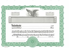 KG 2 Stock Certificate, Green