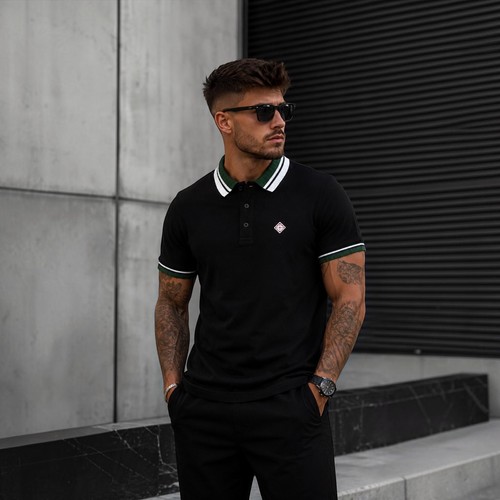 Polo uomo casablanca nera 100 - nera, 100%