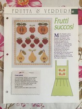 Schema punto croce Ricamo Frutta e verdura grembiule fragola pesca pera 