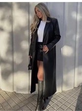 ZARA CAPPOTTO EFFETTO PELLE NERO COLLETTO CON RISVOLTO. Taglia M Rif 1255/749