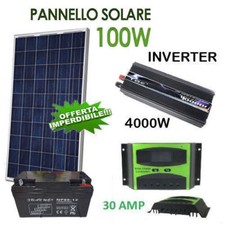 KIT FOTOVOLTAICO 1KW INVERTER 4000W PANNELLO 100W ENERGIA SOLAR BATTERIA 100 AMP