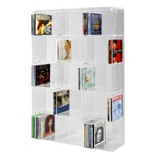 SORA Scaffale Acrilico CD con Pannello Retro Trasparente fino a 223 Custodie CD