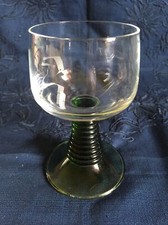 2 Calici  Vintage Vetro Stelo Spiralato Alveare  Bicchiere Luminarc France Verde