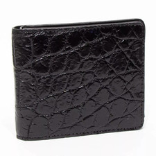 Portafoglio uomo in vera pelle Coccodrillo Nero Men's Wallet Genuine Black Croco