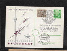 G47) BRD Heuss intero postale volo Germania 1956 aeroporto di destinazione Stoccarda Lussemburgo