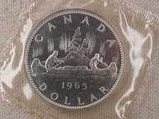 1965 Canada Proof Like Silver Dollar .800 fine canadese $1 KM #58
