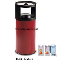 PATTUMIERA GETTACARTE POSACENERE AUTOESTINGUENTE ROSSO LT.40 DM.31x80H 9 2022