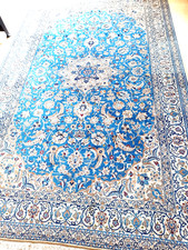 Tappeto Persiano originale, Nain .  Azzurro con motivi floreali. 2,70m * 1,72m