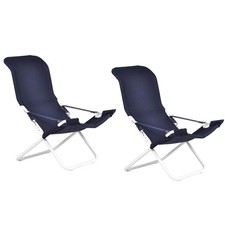 Sedia sdraio fiam fiesta telaio acciaio bianco con telo in blu 127PE BSBL x 2